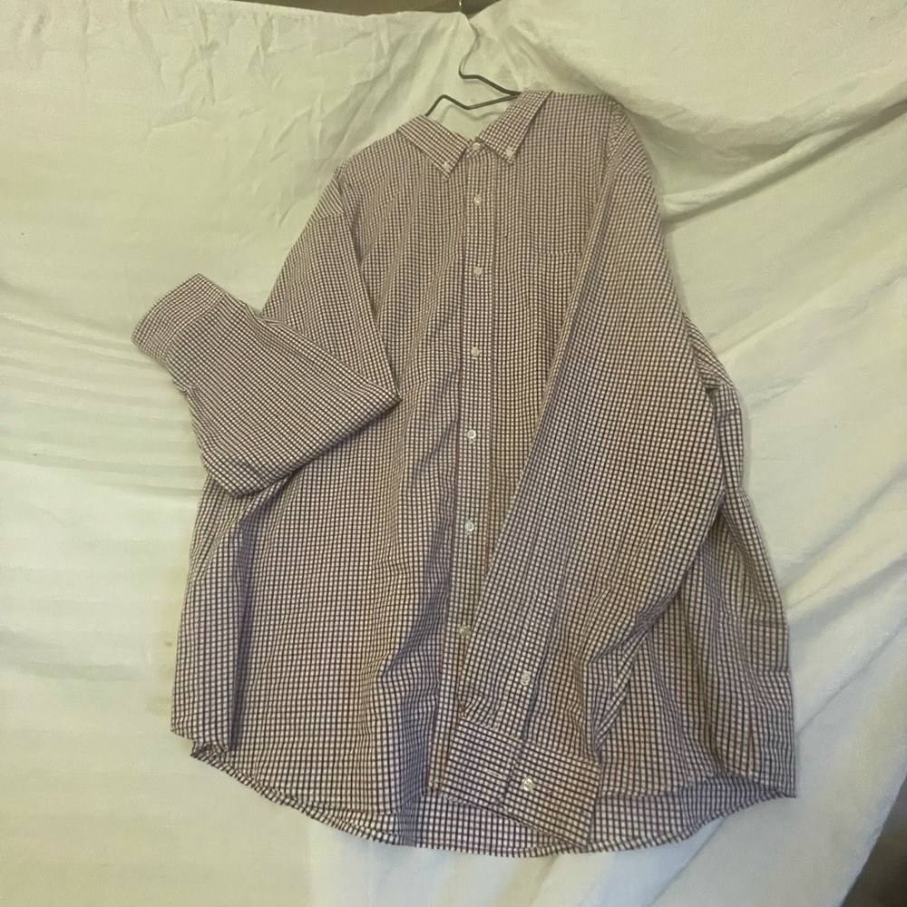 Sadlebred navy, red, white striped long sleeve button up